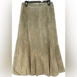Chico's Light Green Faux Suede Vintage Midi Skirt